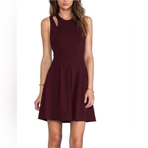 Rebecca Taylor Ponte Cut Out Runway Fit and Flare Bordeaux Dress Sz 6